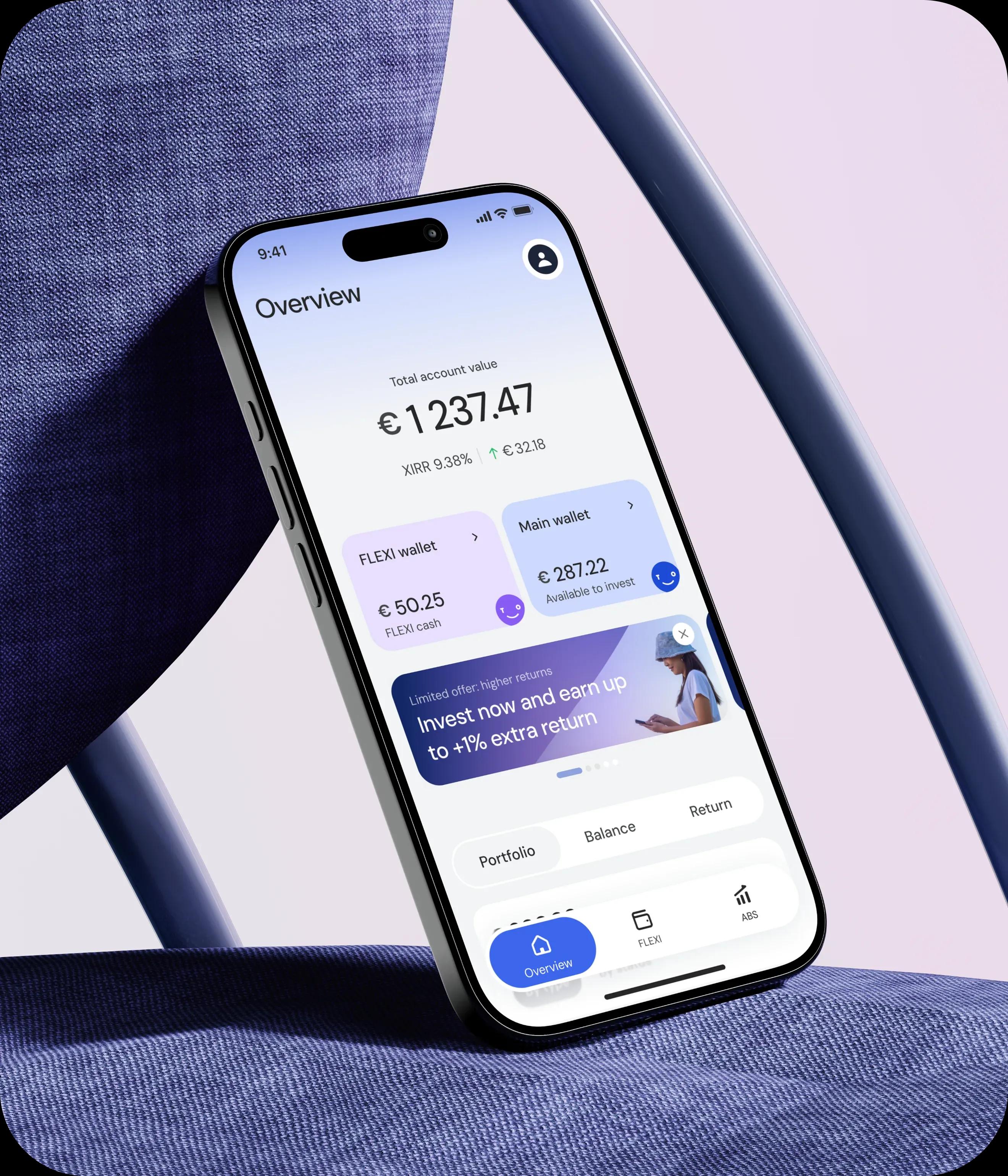 Phone with Twino app interface
